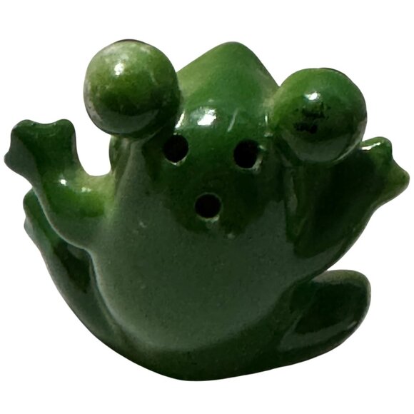Vintage Lucky Frogs Salt Pepper Shakers Stoppers Green Kitschy 1950s Japan RARE - Picture 6 of 11